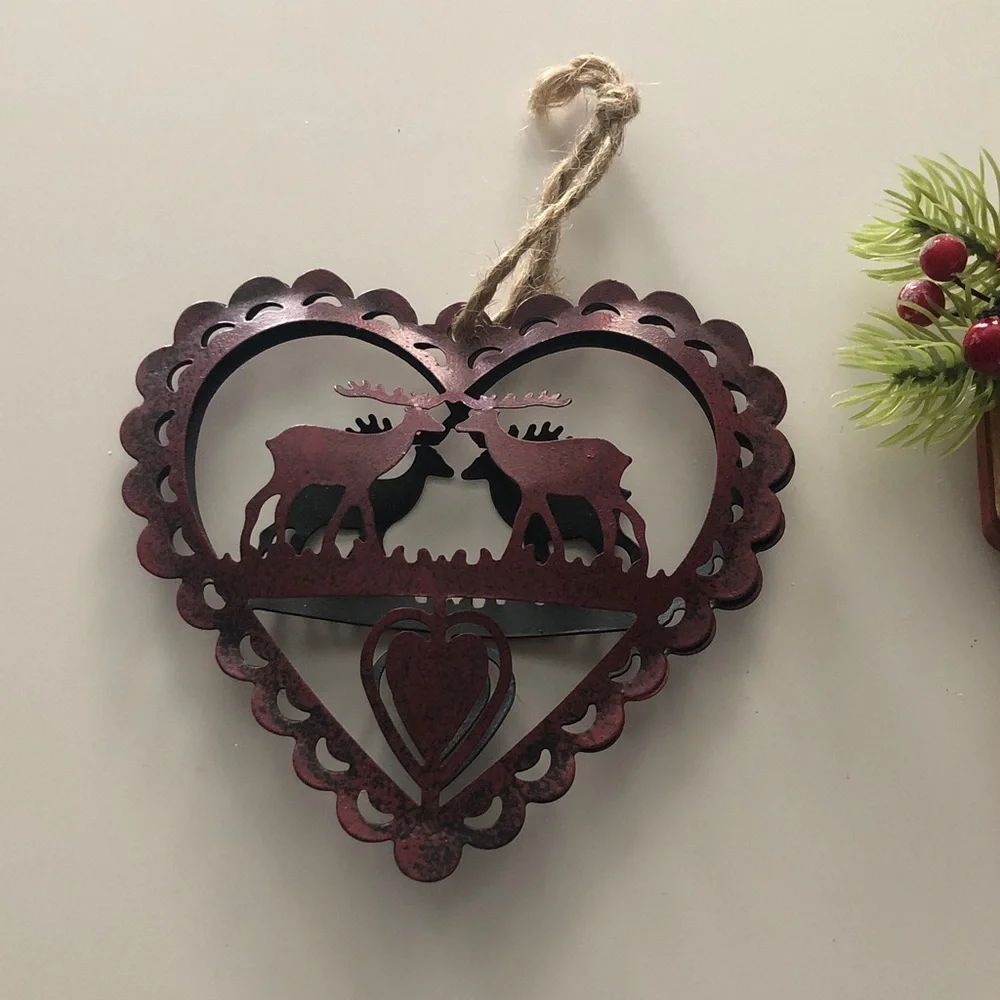 Metal Heart with Deer & Baby it’s Cold Outside Stockings Ornament Set